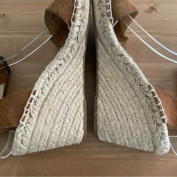 J Crew Brown Suede Corsica Espadrille Wedge Sandals Size 9 - 3.75" Heel Dark Tan - Picture 7 of 16
